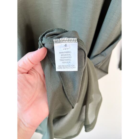 Designer Ruti Petunia Como Top Dress Shirt Olive Green Beetlee US L / 12 NWT - Picture 9 of 13